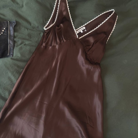 Reformation Chocolate  Keaton Silk Dress - Picture 6 of 9